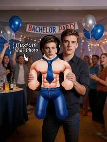 1pc Personalized Inflatable Blow-Up Doll, Customizable Photo, Funny Bachelorette Party Bride Gift, Inflatable Man, Wedding Favor, Suitable For Special Occasions - Multicolor - View 3