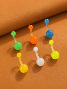 6pcs/9pcs/1.6mm/14G Glow-In-The-Dark UV Navel Rings Tongue Studs Belly Rings Tongue Rings Nipple Rings Navel Rings Glow-In-The-Dark Ball Navel Rings Navel Studs - Multicolor - View 12