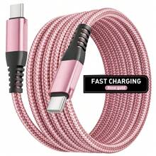 Tzlrxl USB C 轉 USB C 快充傳輸線，480Mbps 高速數據同步，耐用尼龍編織設計搭配合金接頭，適用手機與筆記本電腦 - 玫瑰金 - 查看 10