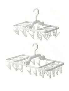 1pc Foldable Drying Rack With 32 Clips, Windproof Clothes Hanging Rack For Socks, Underwear, Bras, Baby Clothes, Towels, Hats And Scarves, Space-Saving Hanging Drying Rack For Balcony, Bathroom, Laundry Room, Travel And Home Storage - Multicolor - View 10