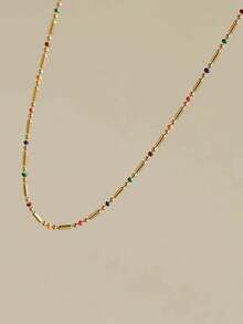 1pc Exquisite Minimalist Fashion Bohemian Style Personalized Color-Block Beaded Anklet - Gold - View 4