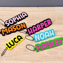Etiquetas personalizadas para mochilas | Llaveros personalizados con nombre | Etiquetas para fiambrera, mochila, botella de agua y bolsa de playa, etiquetas personalizadas, etiquetas para mochilas - Multicolor - Ver 4