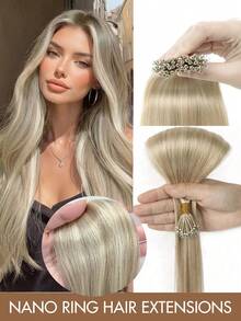 奈米接髮真人髮 Balayage 挑染 奈米環珠預黏接無縫接髮 女用 冷融合接髮棒 真人直髮 微奈米環珠髮片 真人接髮 女用萬聖節造型 - 彩色 - 查看 14