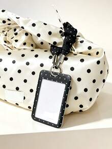 1pc Vintage Polka Dot Card Holder Pendant, Suitable For ID Card, Campus Card, Idol Card Decoration, Can Be Hung On Bag Or Keychain - Multicolor - View 2