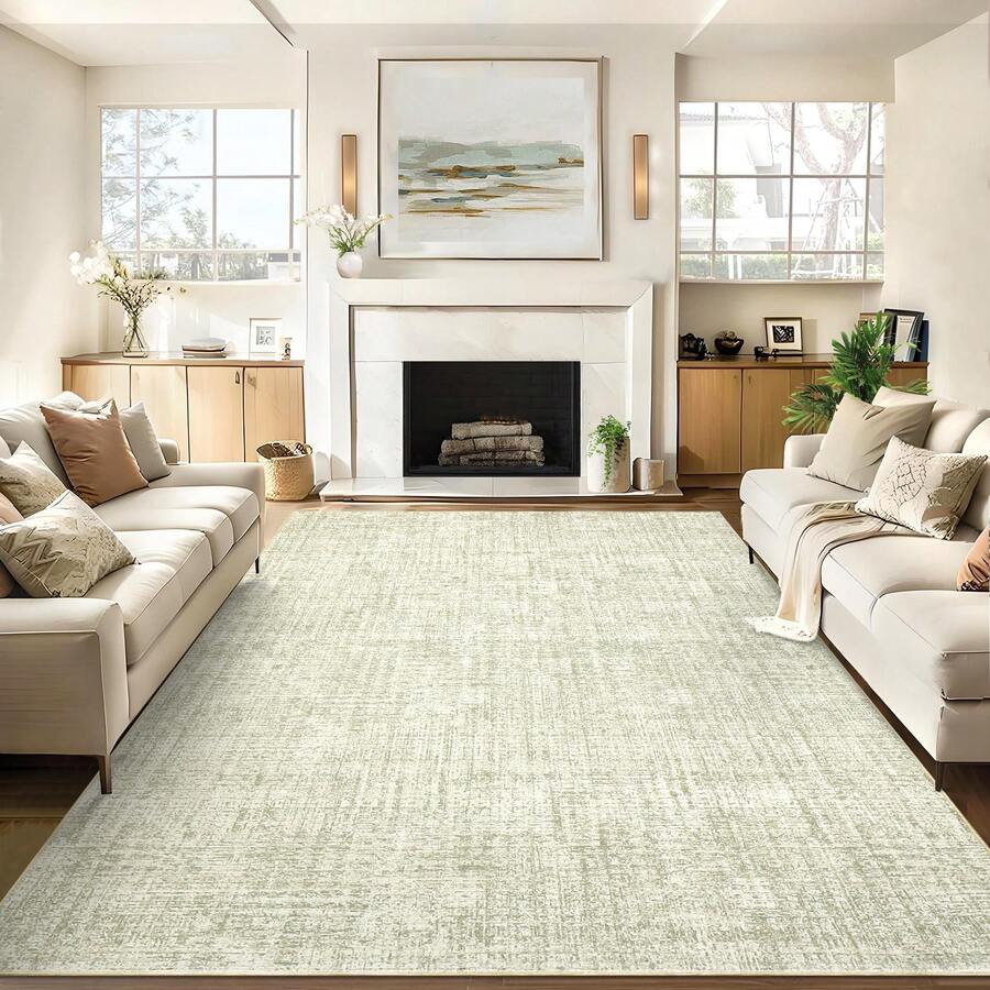 Modern Washable Solid Kitchen Printed Area Rug Easy To Clean Home Aesthetic Decor Carpet Stain Resistant Non Shedding Floorcover Low Pile Soft Entrance Runner Rug Non Slip Bordered Mat Throw Rug For Living Room Dinning Room Bathroom Bedroom Laundry - 淺綠色 - 查看 1