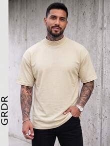 GRDR Men's Fashion Versatile Solid Color T-Shirt - Minimalist Casual Daily Short Sleeve - Apricot - View 3