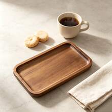 [3-Piece Set]Display Trays - Small Acacia Wood Tray Set | Acacia Wood Deep Edge Anti-Drop Serving Tray | Suitable For Coffee Cups, Desserts, Cakes, Cheese, Fruit Display, Applicable For Coffee, Tea Set, Dessert, Tableware, Storage, Decoration. Housewarming And Wedding Gift - View 5