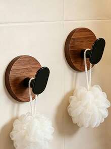 4pcs/2pcs/1pc No-Drill Door Back Hooks, Key Hat Clothing Storage Hooks, Kitchen Bathroom Bedroom Hanging Rack Hooks, Invisible Storage Tools, Clothing Hooks, Simple Design, Fashion Storage, Durable Wood, Reliable Installation - A - View 7