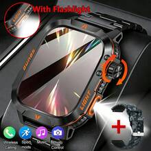 Reloj inteligente para hombres de 2.01 pulgadas con linterna LED, pantalla grande HD, llamadas inalámbricas y notificaciones de SMS, múltiples modos deportivos, aleación de zinc, reloj inteligente para deportes al aire libre, compatible con iOS y Android - Multicolor - Ver 14