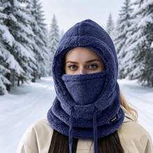 Unisex Winter Warm Fleece Windproof Ski Balaclava, Adjustable Drawstring Full Head And Neck Protection Warm Face Mask, Breathable Cold-Proof Headwear, One Size, Suitable For Skiing, Cycling, Motorcycle Riding, Hiking, Snowboarding, Outdoor Travel And Cold Weather Protection - Multiple Styles - View 7