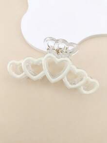 2pcs/Pack Solid Color Casual Oil-Drip Heart Ribbon ABS Plastic (ABS Resin) Hair Claw Clips For Daily Wear - Multicolor - View 3