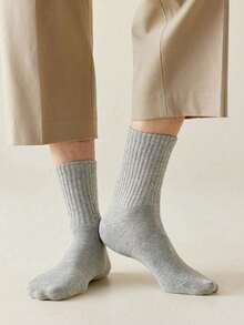 5/10 Pairs Men's Pure Cotton Mid-Calf Socks, High Elasticity, Antibacterial, Odor-Resistant - Multicolor - View 3