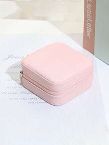 RQQM 1PC/2PCS Portable Mini Jewelry Storage Box Travel Organizer Jewelry Box PU Storage Earrings Necklace Rings Jewelry Organizer Display - Pink - View 8