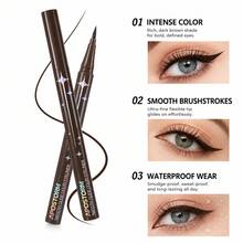 Caneta Delineadora Estelar com Ponta Fina Estampa Starlight, Alta Resistência à Água e ao Suor, Longa Duração e à Prova de Borrões, Resolve Perfeitamente o Problema do Delineador Borrado em Olhos de Panda Devido à Alta Temperatura e Oleosidade; Duas Cores Básicas Essenciais com Designs Exclusivos, Tubo Preto Fosco com Padrão Iridescente de Meteoro para Preto Clássico, Tubo Marrom Fosco com Padrão Cintilante de Explosão Estelar para Marrom Natural, Ponta Fina para Delineado Preciso e Ascendente - Multicolorido - Visão 4
