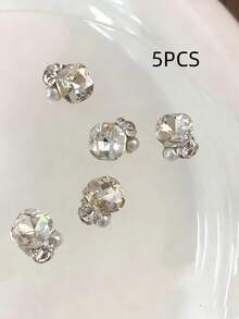 5-100件裝亮面3D鋯石美甲飾品 多種形狀水晶珍珠水鑽美甲寶石 金色/銀色金屬合金美甲鑽飾 可重複使用 DIY 美甲裝飾 適用美甲藝術設計 - 白色 - 查看 10