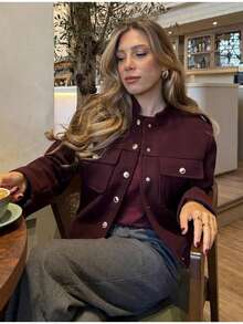 Women Jackets - Burgundy - View 4