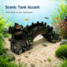 Dekorasi Akuarium Jembatan Lengkung Resin, Ornamen Lanskap Akuarium Jembatan Paviliun Vintage dengan Gua Tersembunyi - Akuarium Bahagia - View 7