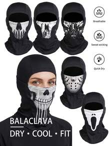 Multiple Horror Pattern Quick-Dry Headwear, Breathable Lightweight Sweat-Proof Face Mask, Windproof, Suitable For Motorcycle Riding, Cycling And Street Sports, UV Protection Headgear, Suitable For Running, Fishing, Halloween Cosplay And Outdoor Activities - Multicolor - View 2