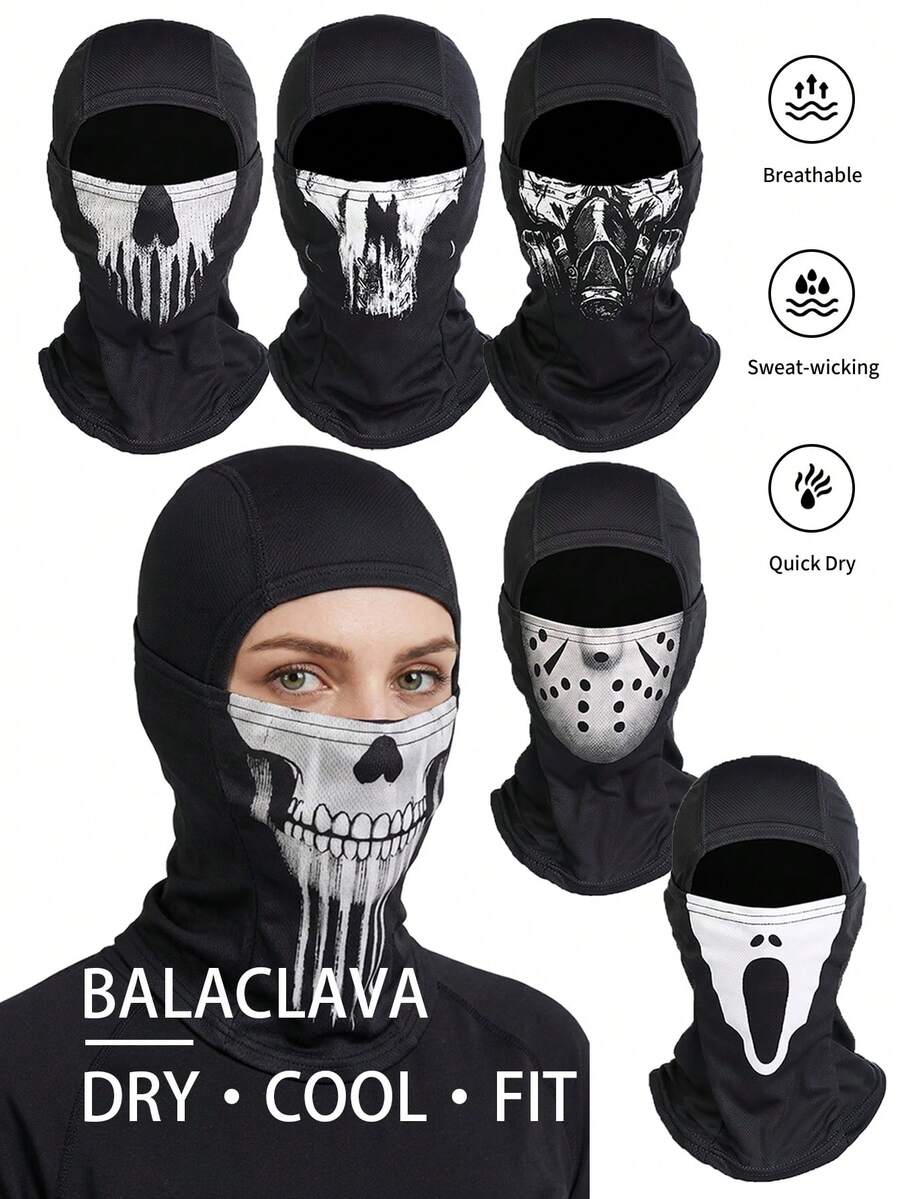 Multiple Horror Pattern Quick-Dry Headwear, Breathable Lightweight Sweat-Proof Face Mask, Windproof, Suitable For Motorcycle Riding, Cycling And Street Sports, UV Protection Headgear, Suitable For Running, Fishing, Halloween Cosplay And Outdoor Activities