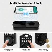 Cerradura inteligente Bluetooth con huella dactilar – Control remoto mediante la aplicación Tuya, cerradura de entrada sin llave con huella dactilar biométrica, contraseña, llave y modo de acceso para el hogar y la oficina – Negro - DS06DSTUYA - Ver 4