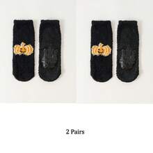 1/2/3/4 Paar Halloween Socken, Kürbis Muster Socken und Fledermaus Muster Damen Socken. Rutschfeste Bodensocken, Socken für den Innenbereich - Verschiedenfarbig - Übersicht 37