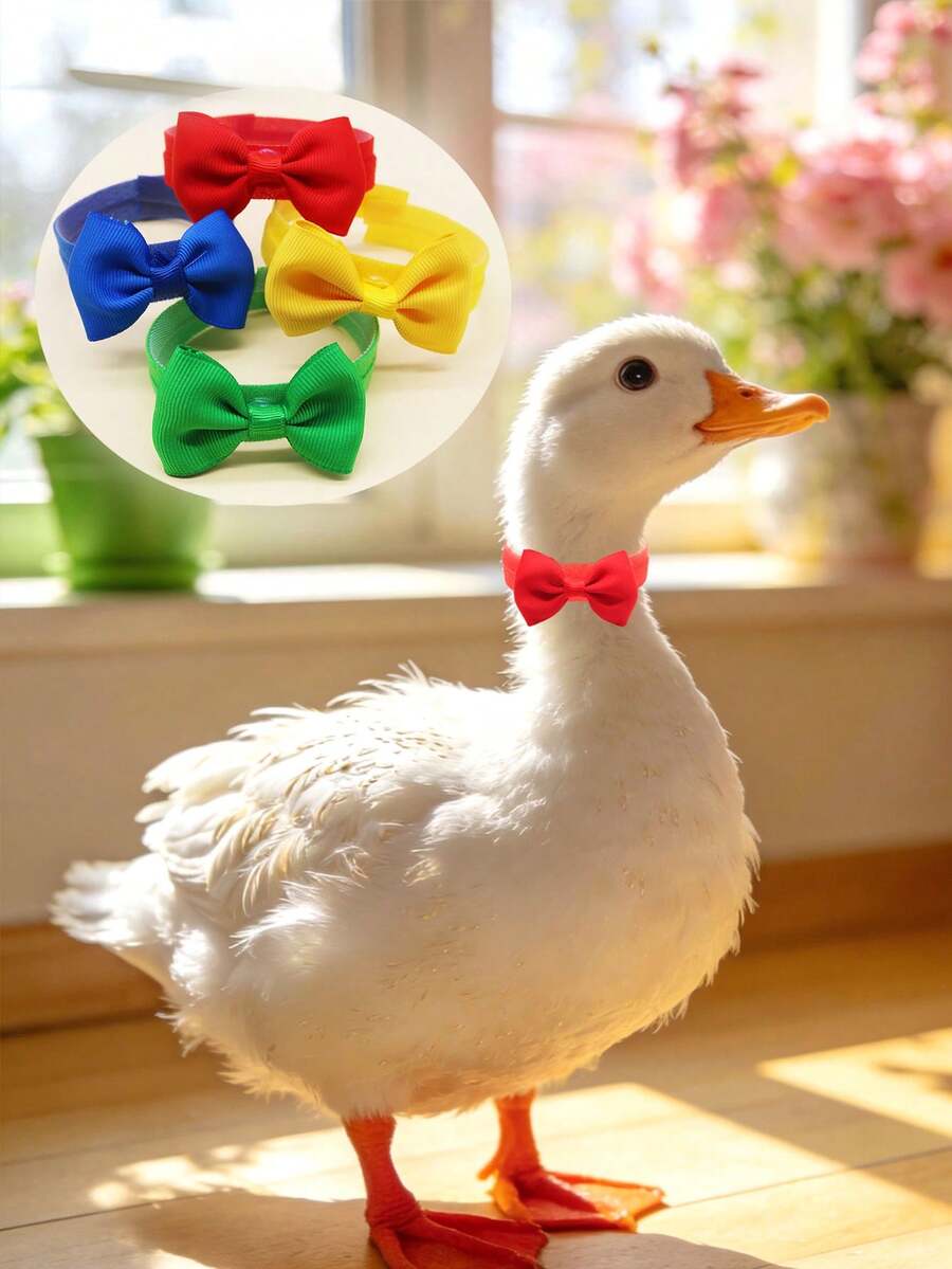 3/6pcs Random Solid Color Knitted Poultry Pet Bow Ties, Cute Exquisite Compact, Suitable For All Seasons, Multi-Color Adjustable Farm Decoration, Party Decoration, Easter Valentine's Day Christmas New Year Wedding Party And Other Holiday Pet Accessories - Multicolor - View 1