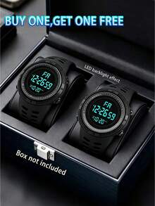 Boys LED Digital Watch Set (2pcs), With Stopwatch, Alarm, Day Of Week, Date And LED Display Functions, Multi-Functional Suitable For Military Style And Outdoor Activities - Multicolor - View 18