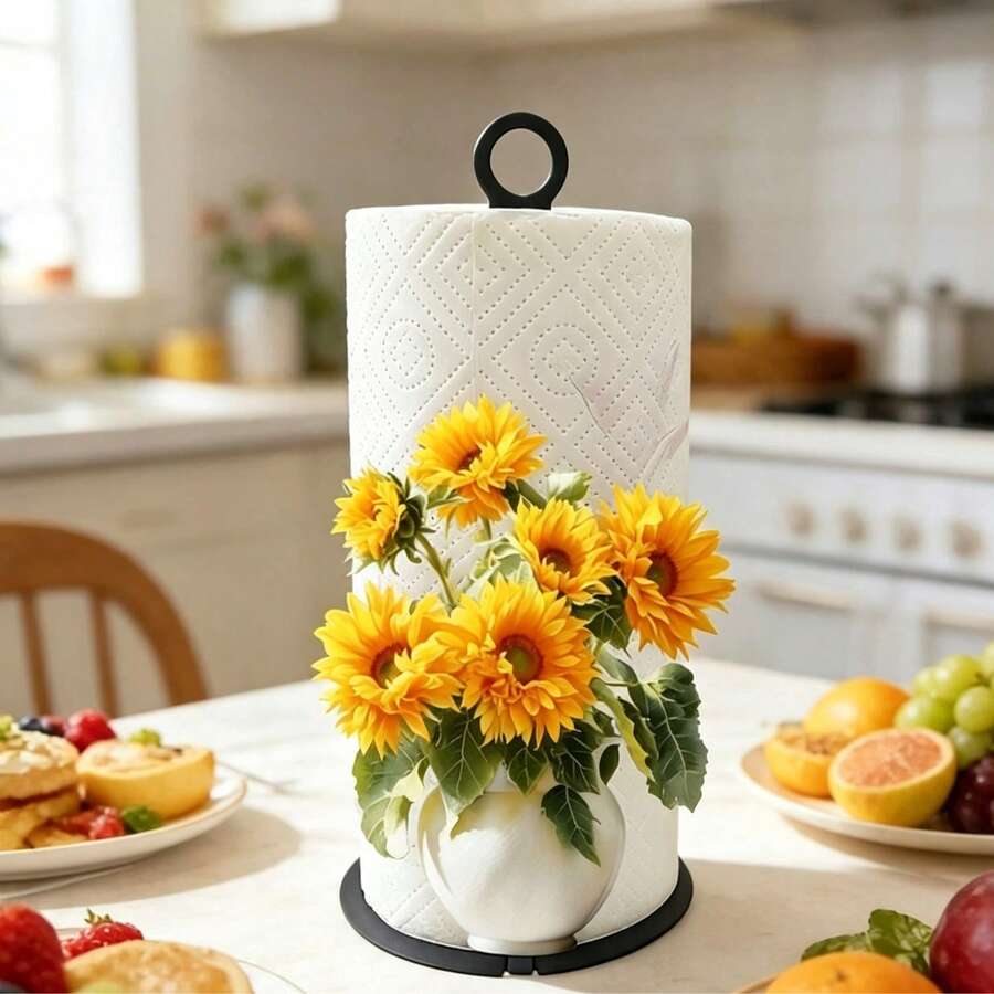 Bright Sunflower Paper Towel Holder - Freestanding Kitchen Paper Towel Rack, Ready-To-Use Paper Roll Holder, Suitable For Bathroom, Dining Table, Bedroom Rustic Home Decor, Mother's Day Gift - Multicolor - View 1