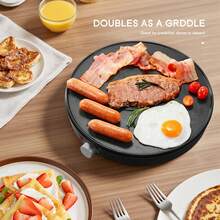 Yabano Crepe Maker Machine, Compact Pancake Griddle Precise Temperature Control, Nonstick 12" Electric Griddle, Batter Spreader For Eggs, Pancakes, Omelets And Quesadillas, Includes Spatula, Spreader - Black - View 4