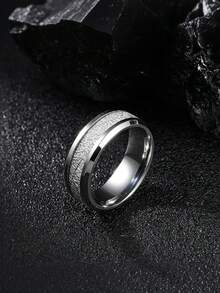 1PC Fashion Icy Foil Flake Rime Stainless Steel Ring For Men, Unique Men's Jewelry Accessories, Ideal For Daily, Birthday & Anniversary Wear - Ice Silk Ring - View 3