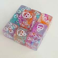 10pcs/Set Colorful Transparent Dice With Skull Pattern, Suitable For Tabletop Games, Shiny Resin Gift, Role-Playing Enhancement Equipment - Multicolor - View 13