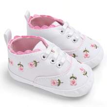 Spring/Autumn Delicate Embroidered Floral Fresh Style 0-1 Year Old Newborn Infant Lightweight Cloth Sole Walking Shoes - White - View 2