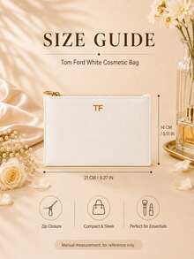 Tom Ford TF白色化妝包21×14cm,單件售賣,簡約金邊拉鍊款,日常出行收納美妝用品 - 白色 - 查看 11
