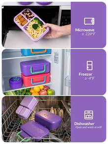 1 Set Multi-Color Refrigerator Storage Boxes, Multi-Function Sealed Bento Box Set (Includes Bento Box + Ice Pack), Suitable For Microwave, Dishwasher And Refrigerator, Perfect For Sandwiches, Main Meals, Fruits And Nutritional Meals, Back To School Supplies - Multicolor - View 6