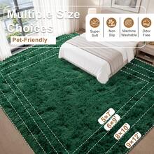 Soft Shag Rugs For Bedroom, Dark Green Fluffy Shaggy Rugs For Living Room Office, Luxury Modern Plush Carpet Girls Boys Room Dorm Indoor Home Decor, Upgrade Non-Slip - 墨綠 - 查看 4