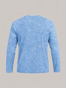 GRDR American Vintage Light Blue Tie-Dye Distressed Minimalist Letter Print Casual Long Sleeve Top - Dusty Blue - View 5