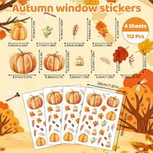 4pcs Autumn Pumpkin Window Stickers, Autumn Maple Leaf Pine Cone Mushroom Window Stickers, Double-Sided Thanksgiving Harvest Glass Decals, Suitable For Home Decor - Multicolor - View 4