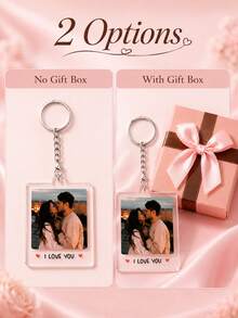Custom Photo & Text Keychain, Personalized Acrylic Key Ring, DIY, Family, Couple, Friend, Backpack Pendant - Multicolor - View 3