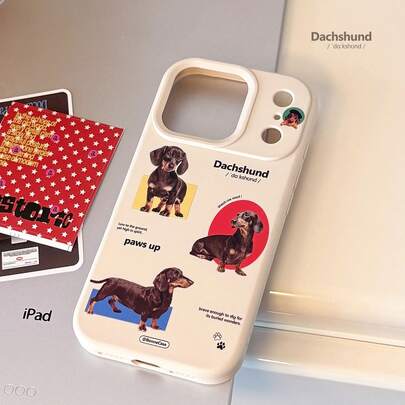 Cavendish Cheese White Cute Dog Magazine Stickers Ins Niche Collage Dachshund Suitable For 17pm Phone Case 16 Niche 15 Highly Attractive Cute, Unique, Fashionable, Girly, Creative, Cute, Niche, Cute Pet, Ins Style