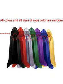 Multicolored Satin Hooded Robe 110-170 Cm Medieval Little Red Riding Hood Vampire Wizard Halloween Cosplay Costume Suitable For Both Men And Women - Multicolor - View 3