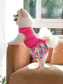 1件粉色寵物裙，時尚狗狗服裝，適合四季穿著，適用於小型犬與中型犬 - 彩色 - 查看 3