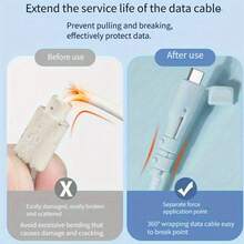 USB-C Charging Cable Protector, Anti-Breakage Protective Shell, Anti-Breakage Cable Organizer, Data Cable Protector, Suitable For Smartphones, Tablets And Laptops, Suitable For USB-C Charging Cables And Data Cables - Multicolor - View 5