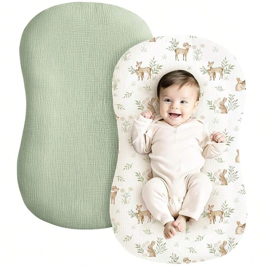 2PCS Baby Cotton Gauze Bionic Bed Cover, Super Soft Portable Baby Bed Sheet, Printed Bedding Set For Boys And Girls - Multicolor - View 1