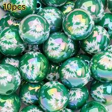 10件/組 卡通聖誕樹雪人珠子 亮面UV色 16MM 白色紅色綠色圓形散珠，適用DIY珠寶與筆飾製作 - 彩色 - 查看 13