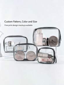 A Set Of PVC Makeup Bag Travel Storage Set, Transparent Packaging Bag, Waterproof Storage Bag, Portable Travel Multifunctional Toileting Bag, Cosmetics Makeup Brush Storage Bag - View 2