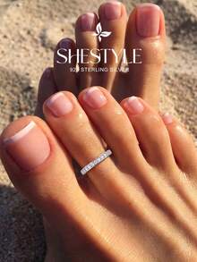 1pc Women's Fashionable Delicate Round Diamond Ring, Suitable For Valentine's Day/Birthday/Couple Gift, Can Be Stacked With DIY Romantic Ladies' Thin Rings, High-Quality Jewelry Gift - Thin Circle - View 2
