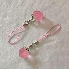 5 Pcs Cute Transparent Peach Phone Charm Strap, Mini Fruit Pendant For Earphone Case And Bag Decor - Multicolor - View 2