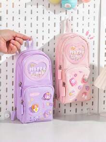 1pc Creative Expandable Glitter Pencil Case, Student Stationery Storage Bag, Cute Solid Color Pencil Box, Children's Gift, First Day Of School - Multicolor - View 11