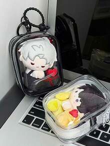 1pc Digital Data Cable Mini Storage Bag, Deep Space Color, Birthday Baby Style, 10cm High Transparent Thickened Blind Box Baby Bag, Double Zipper Dust-Proof Cotton Doll Walking Doll Bento Bag - View 3
