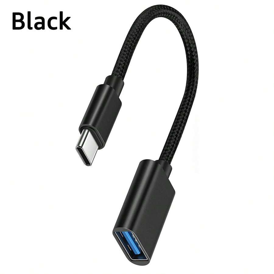 USB-C 轉 USB 轉接頭，USB-C 公頭轉 USB 母頭 OTG 數據傳輸線，加厚尼龍編織連接傳輸線 黑色定向線，鋁合金，USB 3.0 延長線，適用於 iPhone/Pro/Air [多色]
